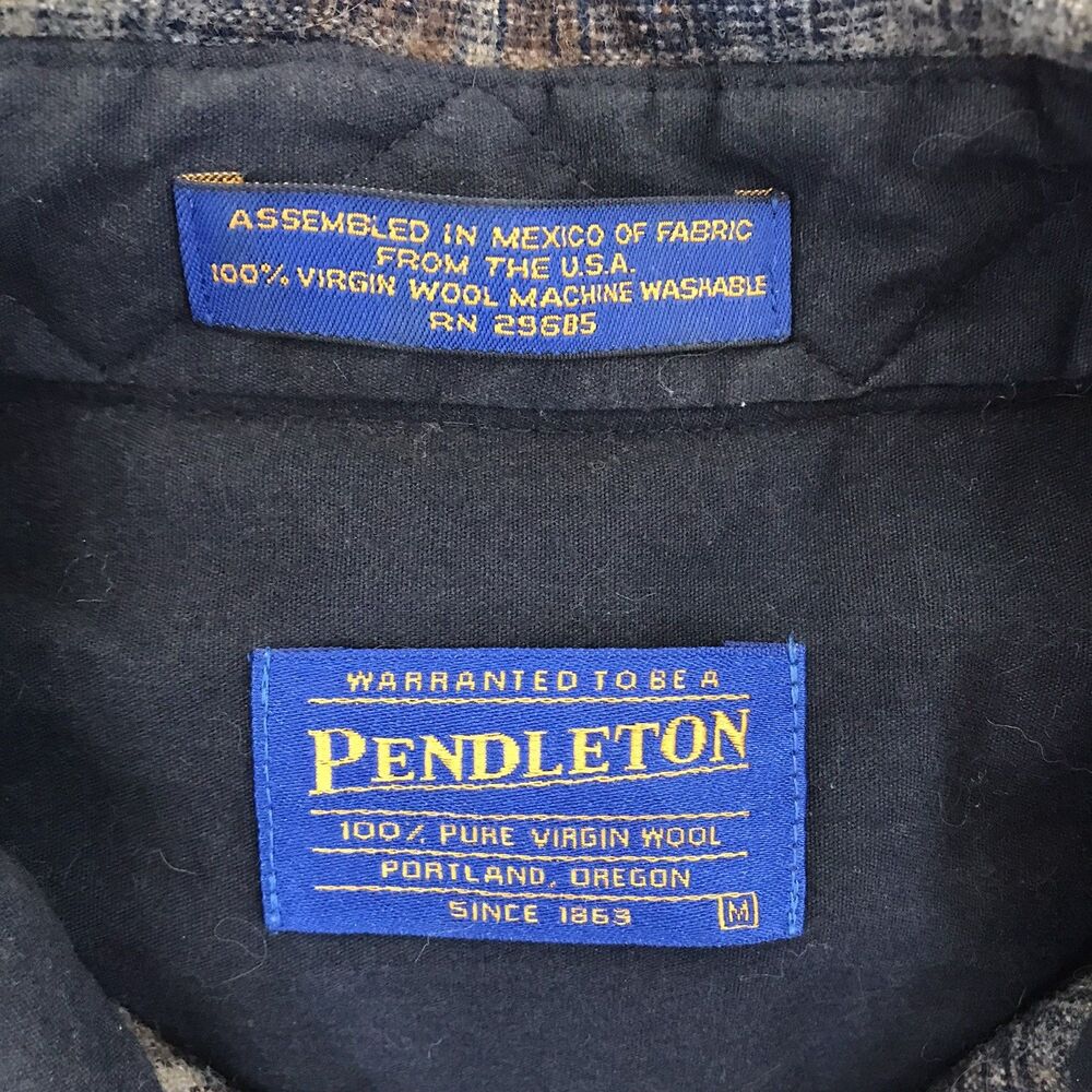 VTG Pendleton Loop Collar Board Shirt Mens Medium Wool 60s Shadow Plaid Lot Of 3 - Picture 2 of 8